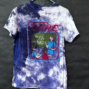 D.A.R.E Drugs are Bad Shirt Tie Dyed Cotton Tee T-shirt Size Medium Tied Dye